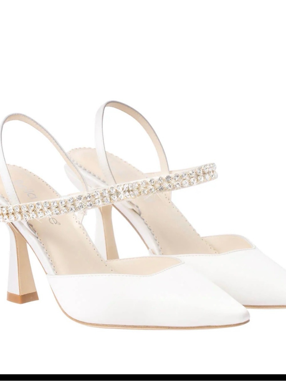 Bella Belle Ivory Pointed Toe Crystal-Strap Slingback Heel - 7.5